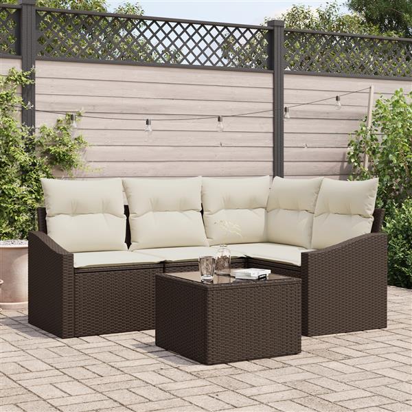 Grote foto vidaxl 4 delige tuinset met kussens poly rattan grijs tuin en terras tuinmeubelen