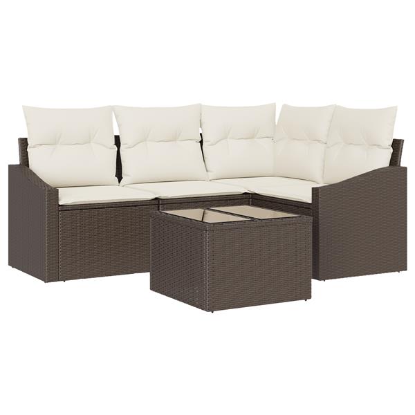 Grote foto vidaxl 4 delige tuinset met kussens poly rattan grijs tuin en terras tuinmeubelen