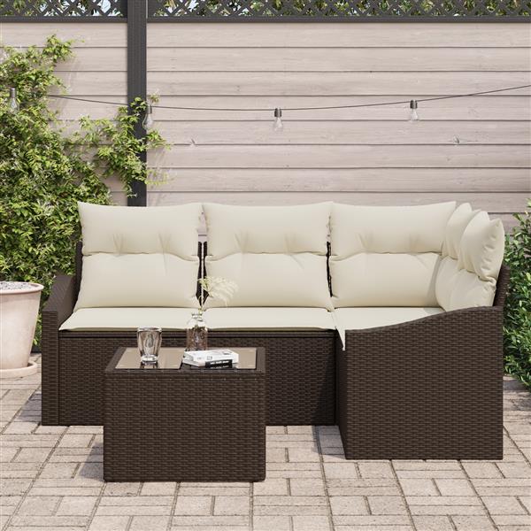 Grote foto vidaxl 4 delige tuinset met kussens poly rattan grijs tuin en terras tuinmeubelen