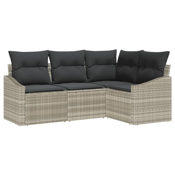 Grote foto vidaxl 4 delige tuinset met kussens poly rattan lichtgrijs tuin en terras tuinmeubelen