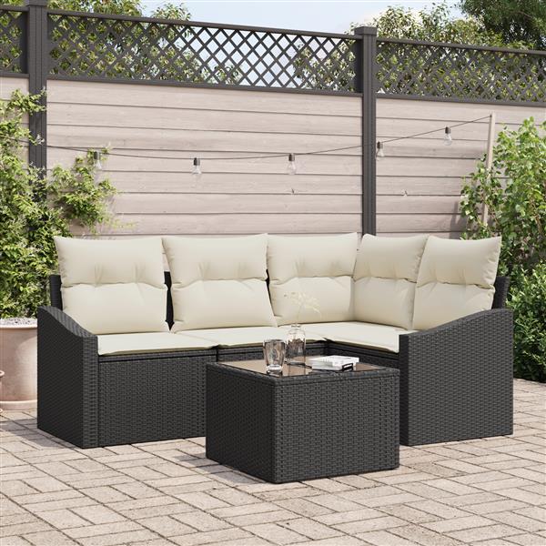 Grote foto vidaxl 4 delige tuinset met kussens poly rattan bruin tuin en terras tuinmeubelen