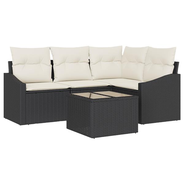 Grote foto vidaxl 4 delige tuinset met kussens poly rattan bruin tuin en terras tuinmeubelen