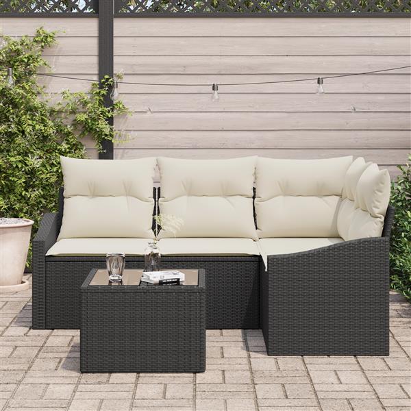 Grote foto vidaxl 4 delige tuinset met kussens poly rattan bruin tuin en terras tuinmeubelen