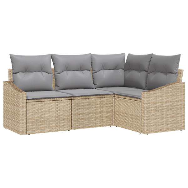 Grote foto vidaxl 4 delige tuinset met kussens poly rattan beige tuin en terras tuinmeubelen