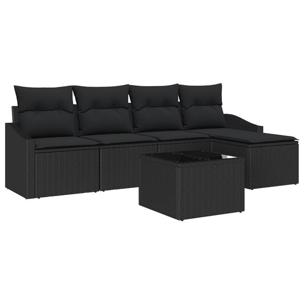 Grote foto vidaxl 6 delige tuinset met kussens poly rattan beige tuin en terras tuinmeubelen