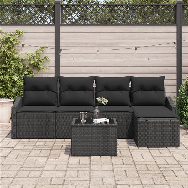 Grote foto vidaxl 6 delige tuinset met kussens poly rattan beige tuin en terras tuinmeubelen
