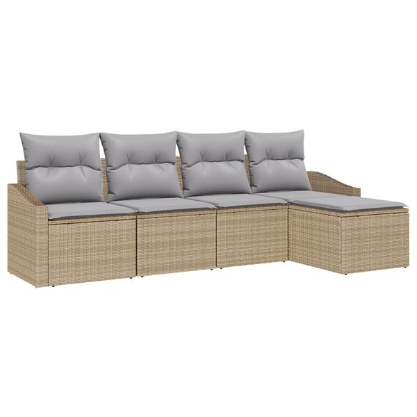 Grote foto vidaxl 5 delige tuinset met kussens poly rattan beige tuin en terras tuinmeubelen