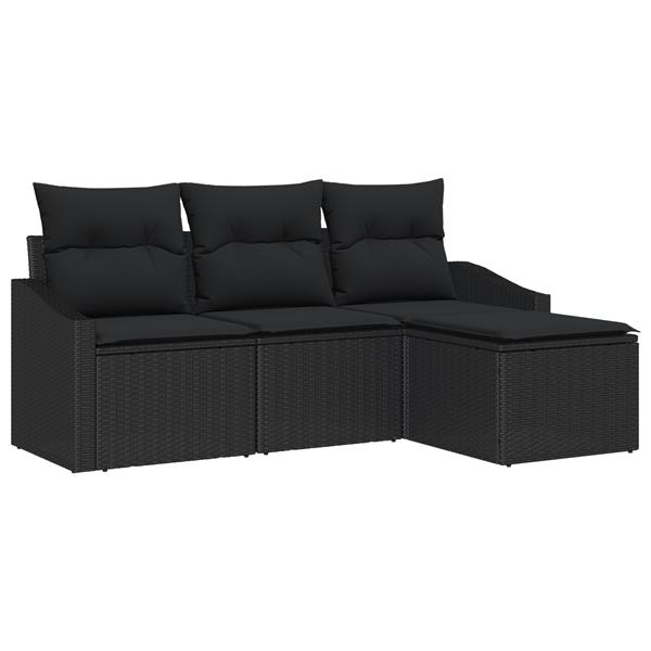 Grote foto vidaxl 4 delige tuinsofa set met kussens in zwart poly riet tuin en terras tuinmeubelen
