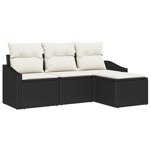 Grote foto vidaxl 4 delige tuinset met kussens zwart poly rattan tuin en terras tuinmeubelen