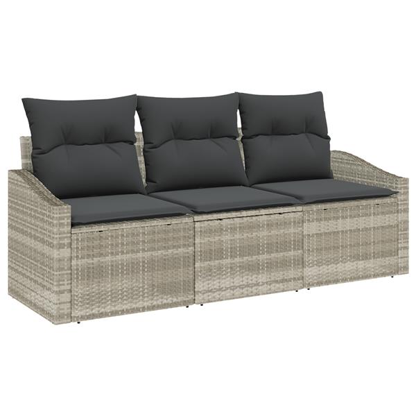 Grote foto vidaxl 3 delige tuinset met kussens poly rattan lichtgrijs tuin en terras tuinmeubelen
