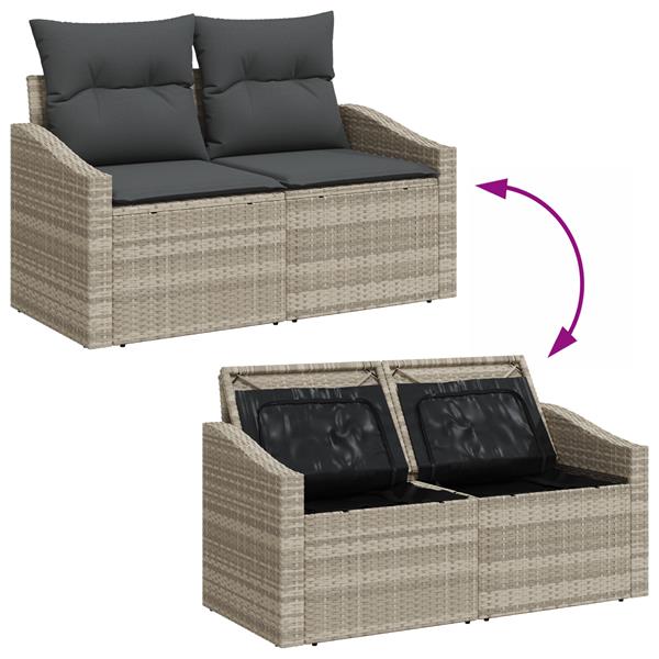 Grote foto vidaxl 3 delige tuinset met kussens poly rattan lichtgrijs tuin en terras tuinmeubelen
