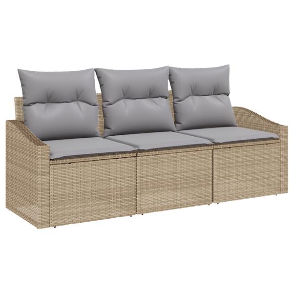Grote foto vidaxl 3 delige tuinset met kussens poly rattan beige tuin en terras tuinmeubelen