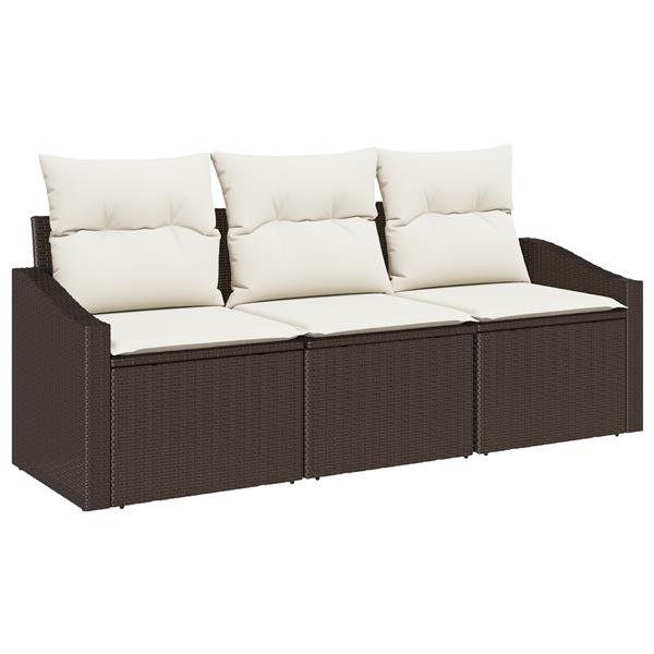Grote foto vidaxl 3 delige tuinset met kussens poly rattan bruin tuin en terras tuinmeubelen