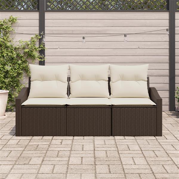 Grote foto vidaxl 3 delige tuinset met kussens poly rattan bruin tuin en terras tuinmeubelen