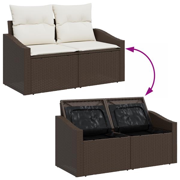 Grote foto vidaxl 3 delige tuinset met kussens poly rattan bruin tuin en terras tuinmeubelen