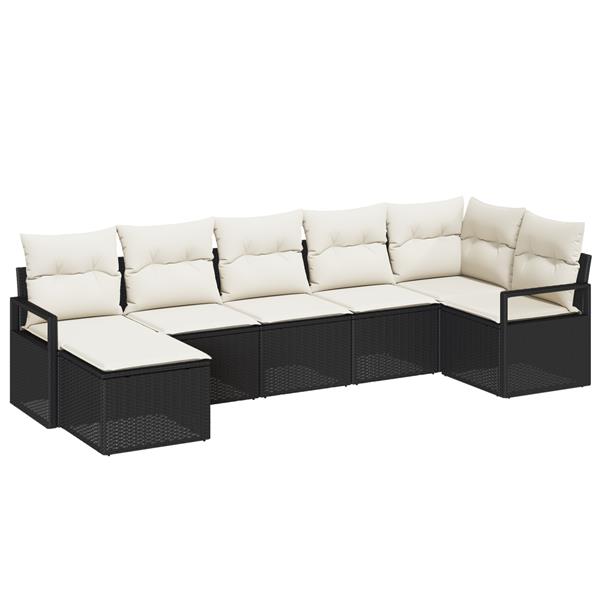 Grote foto vidaxl 7 delige tuin sofa set met kussens zwart poly rattan tuin en terras tuinmeubelen