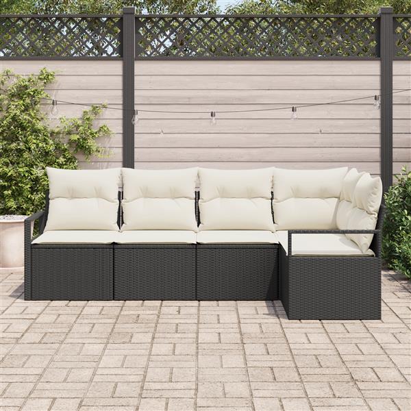 Grote foto vidaxl 5 delige tuinset met kussens van zwart poly rattan tuin en terras tuinmeubelen