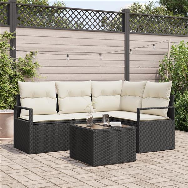 Grote foto vidaxl 4 delige tuinbankenset met kussens poly rattan bruin tuin en terras tuinmeubelen
