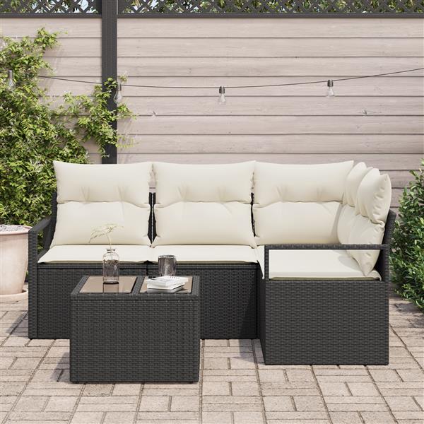 Grote foto vidaxl 4 delige tuinbankenset met kussens poly rattan bruin tuin en terras tuinmeubelen
