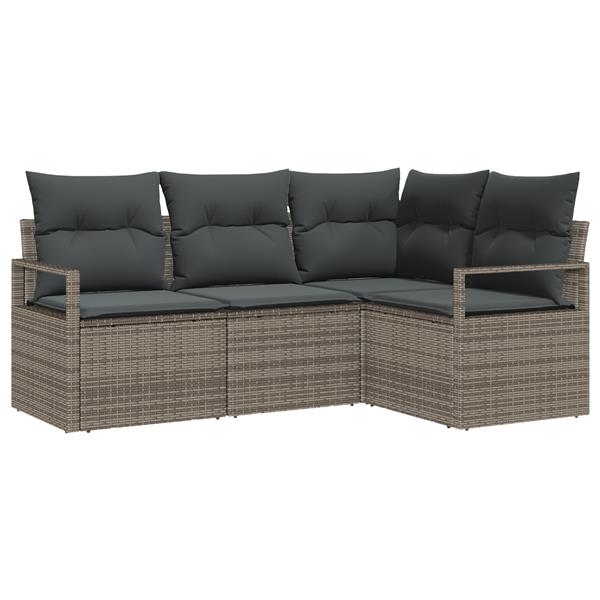Grote foto vidaxl 4 delige tuinbankenset met kussens poly rattan grijs tuin en terras tuinmeubelen