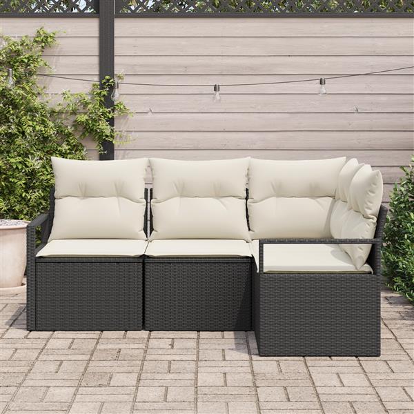 Grote foto vidaxl 4 delige tuinbankenset met kussens poly rattan zwart tuin en terras tuinmeubelen