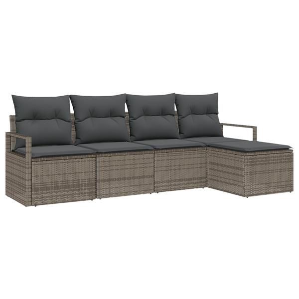 Grote foto vidaxl 5 delige tuinbankenset met kussens poly rattan grijs tuin en terras tuinmeubelen