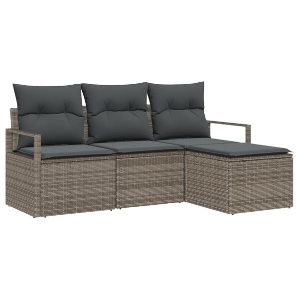 Grote foto vidaxl 4 delige tuinset met kussens grijs poly rattan tuin en terras tuinmeubelen