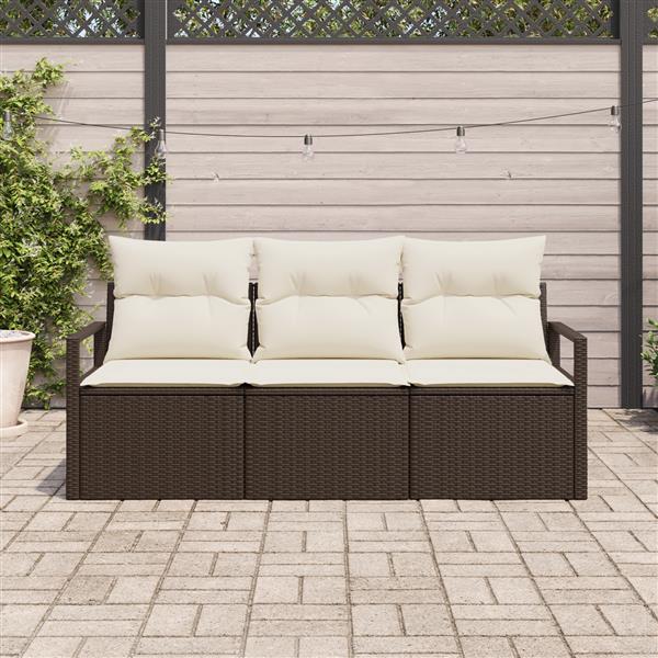 Grote foto vidaxl 3 delige tuinbankenset met kussens poly rattan bruin tuin en terras tuinmeubelen