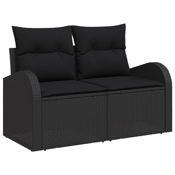 Grote foto vidaxl 6 delige tuinset met kussens in zwart poly rattan tuin en terras tuinmeubelen