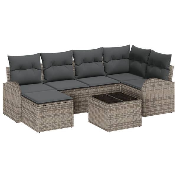 Grote foto vidaxl 6 delige tuinset met kussens zwart poly rattan tuin en terras tuinmeubelen