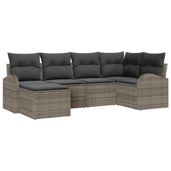 Grote foto vidaxl 6 delige tuinset met kussens in grijs poly rattan tuin en terras tuinmeubelen