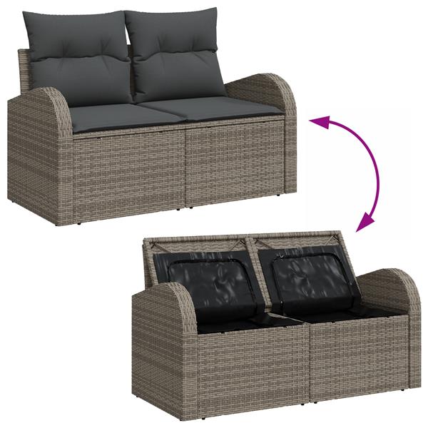 Grote foto vidaxl 6 delige tuinset met kussens in grijs poly rattan tuin en terras tuinmeubelen