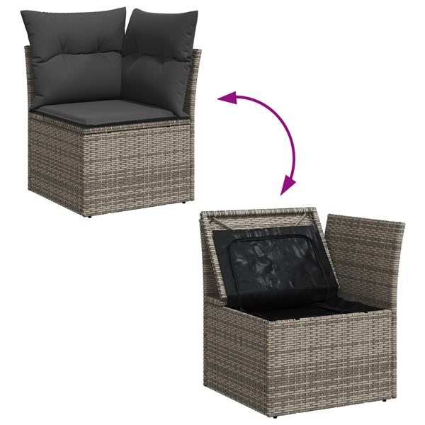 Grote foto vidaxl 6 delige tuinset met kussens in grijs poly rattan tuin en terras tuinmeubelen