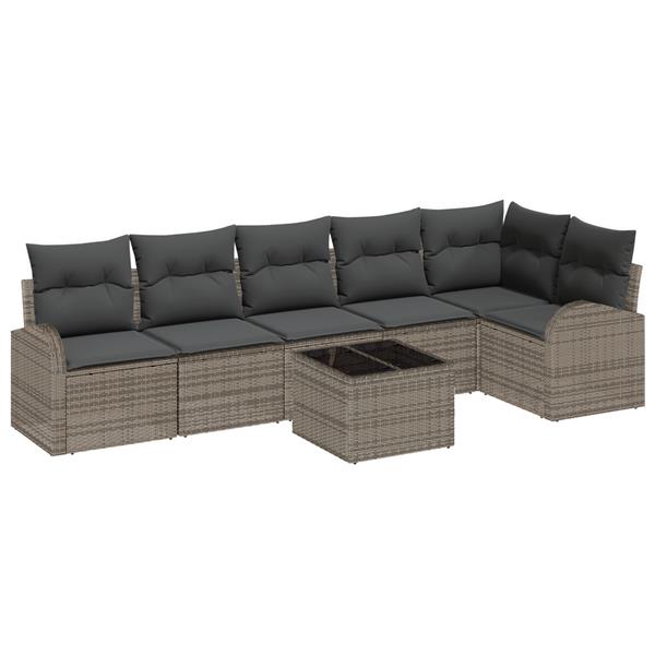 Grote foto vidaxl 6 delige tuinset met kussens zwart poly rattan tuin en terras tuinmeubelen