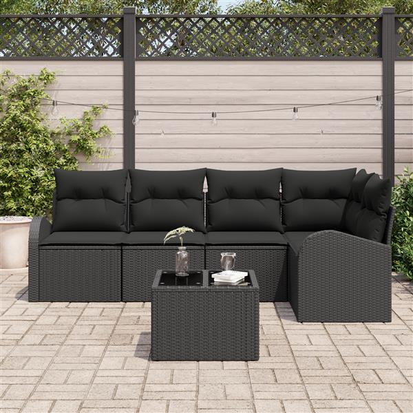 Grote foto vidaxl 6 delige tuinset met kussens in het beige van poly rattan tuin en terras tuinmeubelen