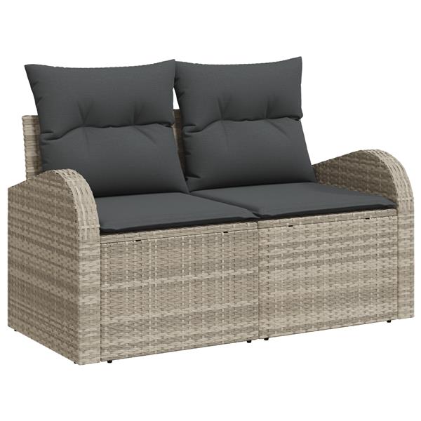 Grote foto vidaxl 6 delige tuinset met kussens grijs poly rattan tuin en terras tuinmeubelen