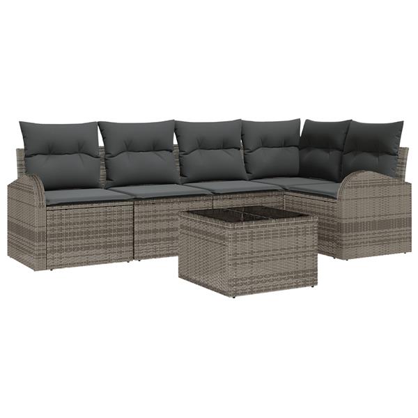 Grote foto vidaxl 5 delige tuinset met kussens zwart poly rattan tuin en terras tuinmeubelen