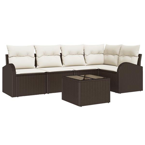 Grote foto vidaxl 5 delige tuinset met kussens grijs poly rattan tuin en terras tuinmeubelen