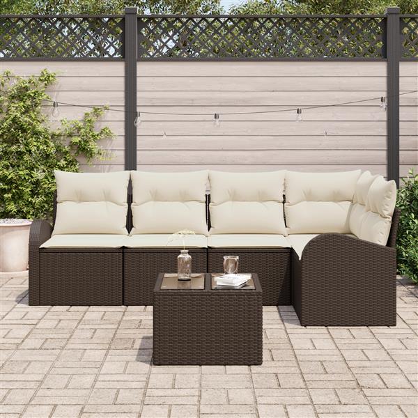 Grote foto vidaxl 5 delige tuinset met kussens grijs poly rattan tuin en terras tuinmeubelen