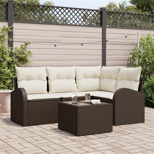 Grote foto vidaxl 4 delige tuinset met kussens van grijs poly riet tuin en terras tuinmeubelen
