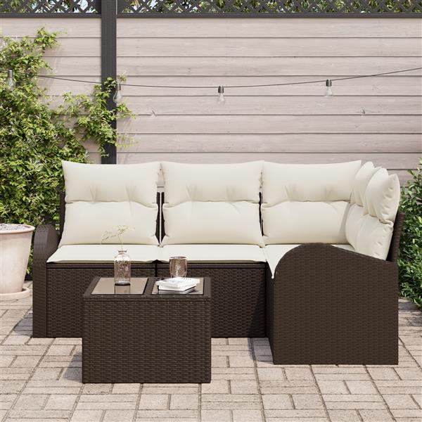 Grote foto vidaxl 4 delige tuinset met kussens van grijs poly riet tuin en terras tuinmeubelen