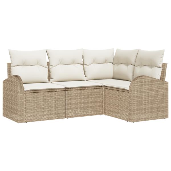 Grote foto vidaxl 4 delige ligbed set met kussens in beige poly riet tuin en terras tuinmeubelen