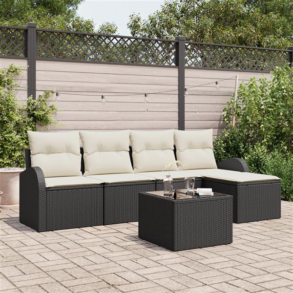 Grote foto vidaxl 5 delige tuinsofa set met kussens bruin poly rattan tuin en terras tuinmeubelen