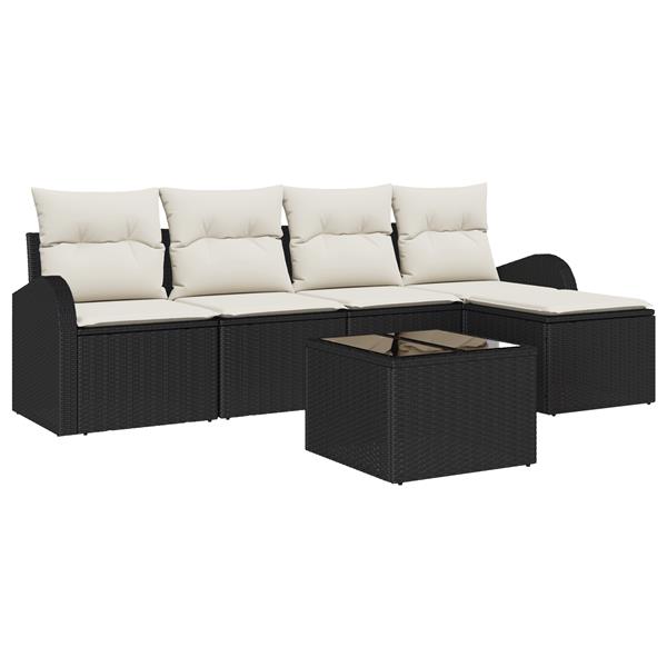 Grote foto vidaxl 5 delige tuinsofa set met kussens bruin poly rattan tuin en terras tuinmeubelen