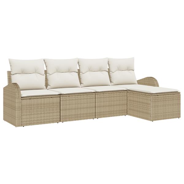 Grote foto vidaxl 5 delige tuinzitgroep met kussens beige poly rattan tuin en terras tuinmeubelen