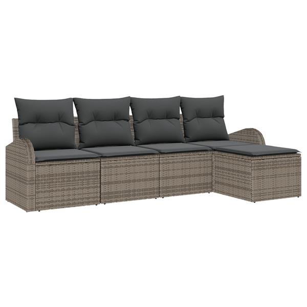 Grote foto vidaxl 5 delige tuinbankset met kussens grijs poly rattan tuin en terras tuinmeubelen