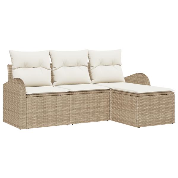 Grote foto vidaxl 4 delige tuinbankenset met kussens poly rattan beige tuin en terras tuinmeubelen
