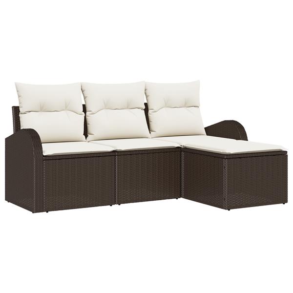 Grote foto vidaxl 4 delige tuinbankenset met kussens poly rattan bruin tuin en terras tuinmeubelen