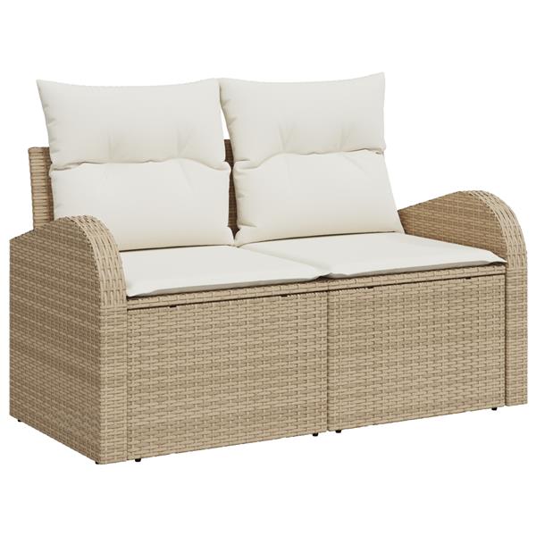 Grote foto vidaxl 5 delige tuinbankenset met kussens beige poly rattan tuin en terras tuinmeubelen
