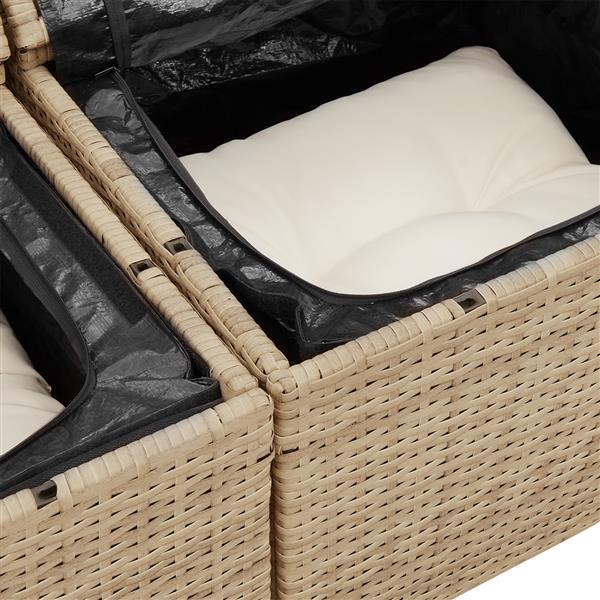 Grote foto vidaxl 5 delige tuinbankenset met kussens beige poly rattan tuin en terras tuinmeubelen